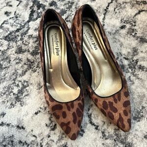 Comfort plus faux leopard print high heels